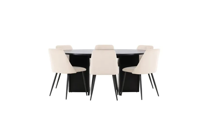 Spisegruppe Strada Rundt 120/170 cm Sort med Night Stole 6 stk, 6 stk