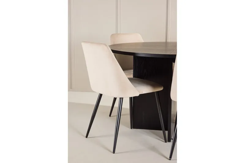 Spisegruppe Strada Rundt 120/170 cm Sort med Night Stole 6 stk - 6 stk - Møbler - Borde - Spisebordssæt