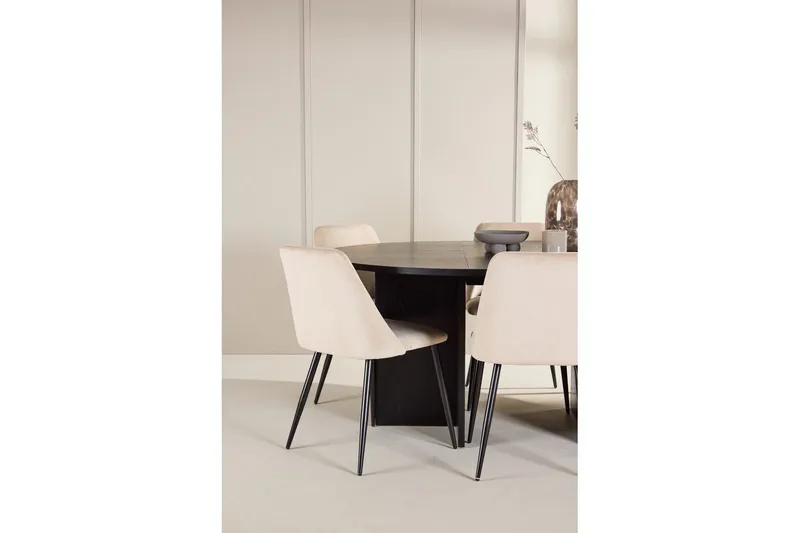 Spisegruppe Strada Rundt 120/170 cm Sort med Night Stole 6 stk - 6 stk - Møbler - Borde - Spisebordssæt