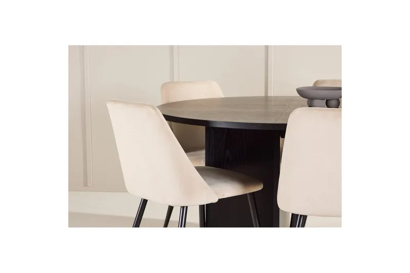 Spisegruppe Strada Rundt 120/170 cm Sort med Night Stole 6 stk - 6 stk - Møbler - Borde - Spisebordssæt