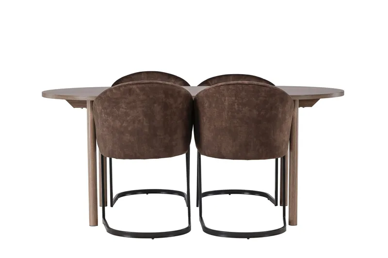 Spisegruppe Venture Home Andy spisegruppe 180 cm oval med 4 Evening-stole Sort/Brun, undefined