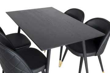 Spisegruppe Venture Home Balisa spisegruppe 120 cm rund med 4 Sedavi-stole Sort/GULD - Møbler - Borde - Spisebordssæt