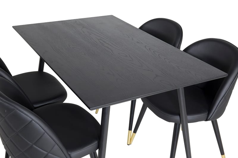 Spisegruppe Venture Home Balisa spisegruppe 120 cm rund med 4 Sedavi-stole Sort/GULD - Møbler - Borde - Spisebordssæt