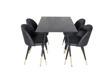 Spisegruppe Venture Home Balisa spisegruppe 120 cm rund med 4 Sedavi-stole Sort/GULD - Møbler - Borde - Spisebordssæt