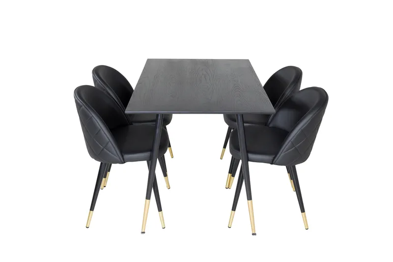 Spisegruppe Venture Home Balisa spisegruppe 120 cm rund med 4 Sedavi-stole Sort/GULD, undefined