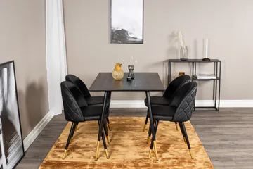 Spisegruppe Venture Home Balisa spisegruppe 120 cm rund med 4 Sedavi-stole Sort/GULD - Møbler - Borde - Spisebordssæt