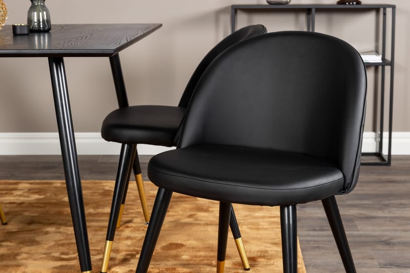 Spisegruppe Venture Home Balisa spisegruppe 120 cm rund med 4 Sedavi-stole Sort/GULD - Møbler - Borde - Spisebordssæt