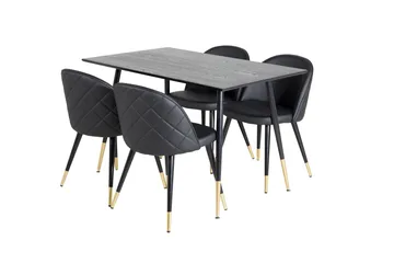 Spisegruppe Venture Home Balisa spisegruppe 120 cm rund med 4 Sedavi-stole Sort/GULD - Møbler - Borde - Spisebordssæt