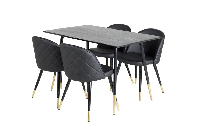 Spisegruppe Venture Home Balisa spisegruppe 120 cm rund med 4 Sedavi-stole Sort/GULD - Møbler - Borde - Spisebordssæt