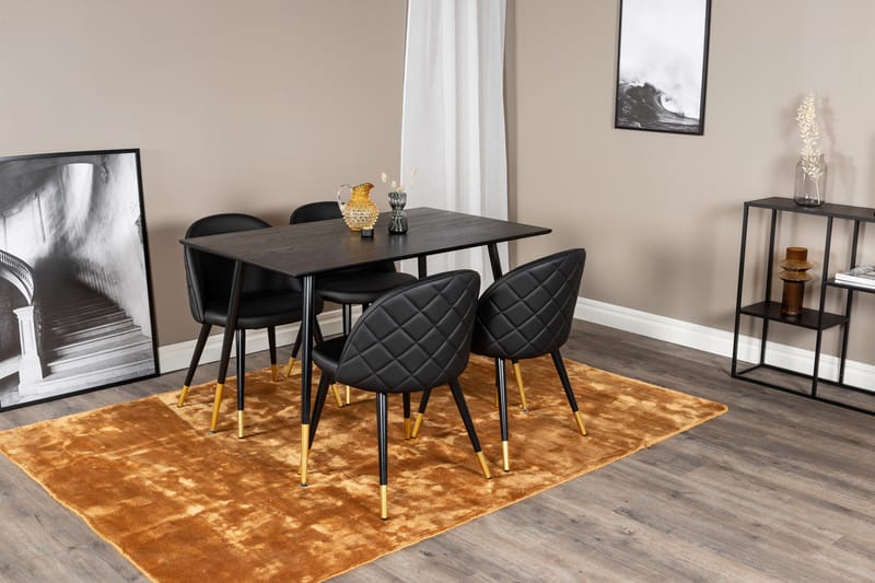 Spisegruppe Venture Home Balisa spisegruppe 120 cm rund med 4 Sedavi-stole Sort/GULD - Møbler - Borde - Spisebordssæt