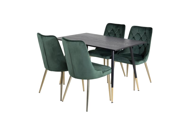 Spisegruppe Venture Home Balisa spisegruppe 120 cm rund med 4 Valera-stole Sort/GULD/Grøn - Møbler - Borde - Spisebordssæt
