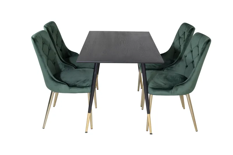 Spisegruppe Venture Home Balisa spisegruppe 120 cm rund med 4 Valera-stole Sort/GULD/Grøn, undefined