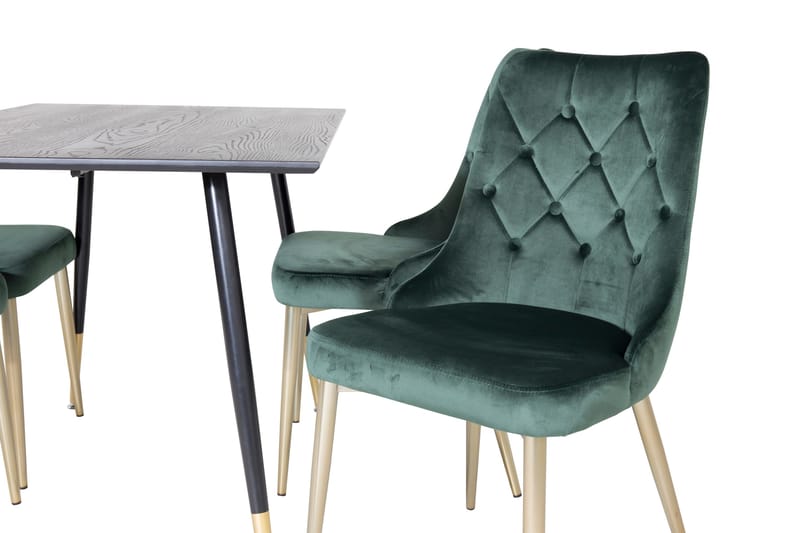 Spisegruppe Venture Home Balisa spisegruppe 120 cm rund med 4 Valera-stole Sort/GULD/Grøn - Møbler - Borde - Spisebordssæt