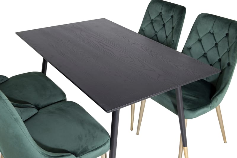 Spisegruppe Venture Home Balisa spisegruppe 120 cm rund med 4 Valera-stole Sort/GULD/Grøn - Møbler - Borde - Spisebordssæt