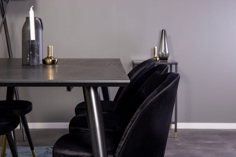 Spisegruppe Venture Home Balisa spisegruppe 180 cm rektangulær med 6 Sedavi-stole Sort/GULD - Møbler - Borde - Spisebordssæt