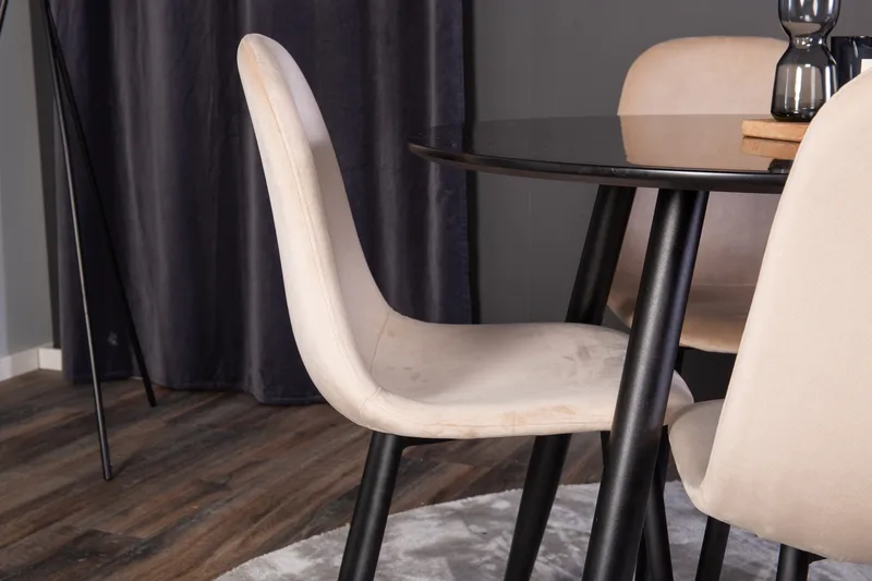 Spisegruppe Venture Home Deandra spisegruppe 100 cm rund med 4 Bennie-stole Beige/Sort - Møbler - Borde - Spisebordssæt