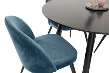 Spisegruppe Venture Home Deandra spisegruppe 100 cm rund med 4 Sedavi-stole Sort/Blå - Møbler - Borde - Spisebordssæt
