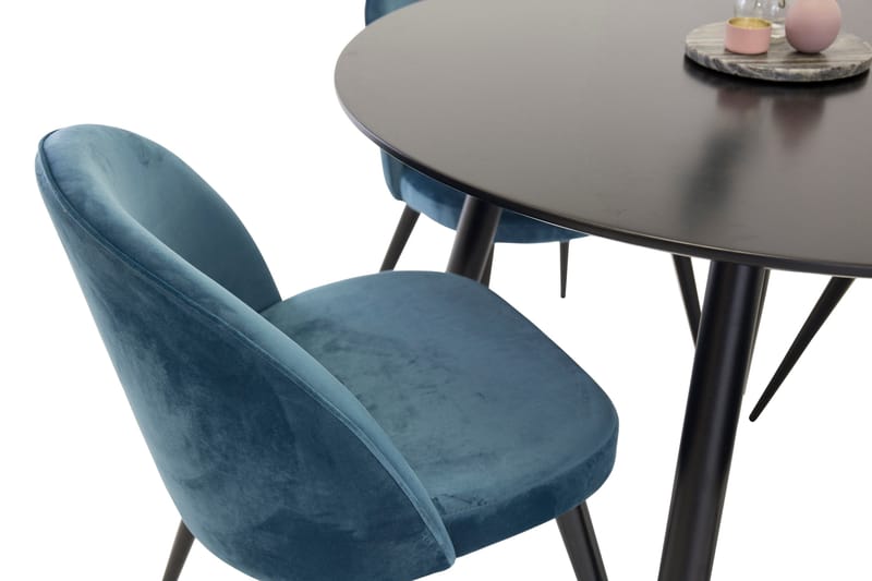 Spisegruppe Venture Home Deandra spisegruppe 100 cm rund med 4 Sedavi-stole Sort/Blå - Møbler - Borde - Spisebordssæt