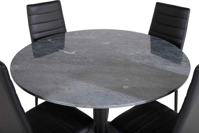 Spisegruppe Venture Home Estelle spisegruppe 106 cm rund med 4 Slim-stole Sort - Møbler - Borde - Spisebordssæt