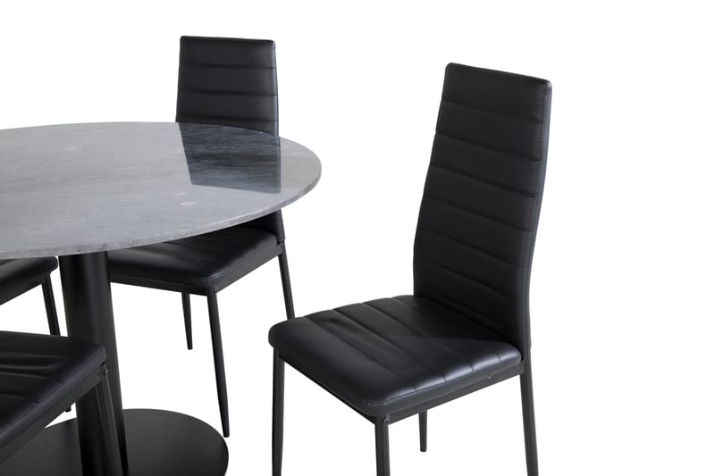 Spisegruppe Venture Home Estelle spisegruppe 106 cm rund med 4 Slim-stole Sort - Møbler - Borde - Spisebordssæt