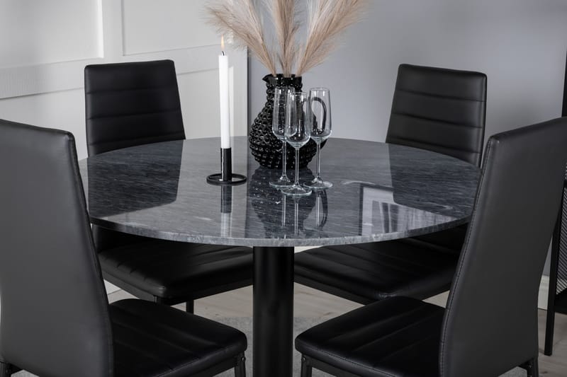 Spisegruppe Venture Home Estelle spisegruppe 106 cm rund med 4 Slim-stole Sort - Møbler - Borde - Spisebordssæt