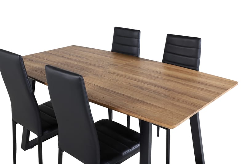 Spisegruppe Venture Home Inca spisegruppe 160 cm rektangulær med 4 Slim-stole Sort/Natur - Møbler - Borde - Spisebordssæt