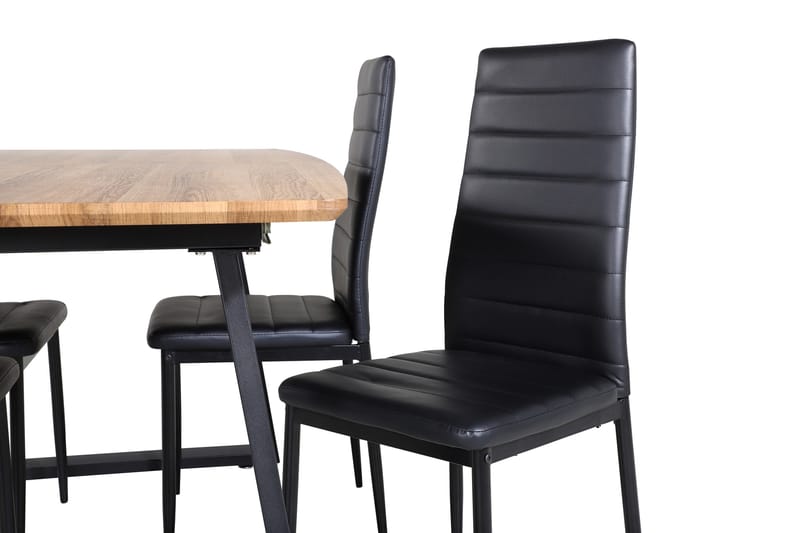 Spisegruppe Venture Home Inca spisegruppe 160 cm rektangulær med 4 Slim-stole Sort/Natur - Møbler - Borde - Spisebordssæt