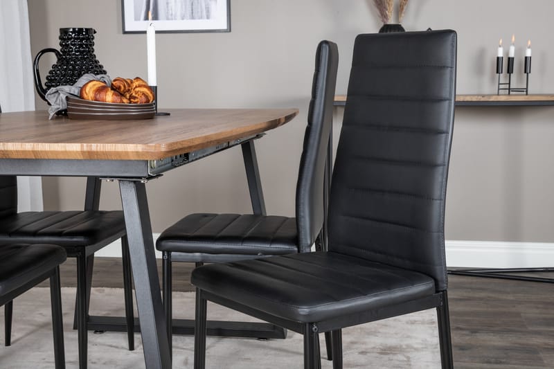 Spisegruppe Venture Home Inca spisegruppe 160 cm rektangulær med 4 Slim-stole Sort/Natur - Møbler - Borde - Spisebordssæt