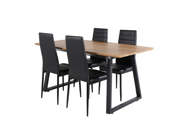 Spisegruppe Venture Home Inca spisegruppe 160 cm rektangulær med 4 Slim-stole Sort/Natur - Møbler - Borde - Spisebordssæt