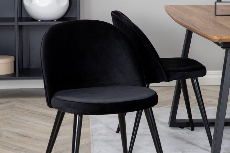 Spisegruppe Venture Home Inca spisegruppe 160 cm rektangulær med 4 Velvet-stole Sort/Natur - Møbler - Borde - Spisebordssæt