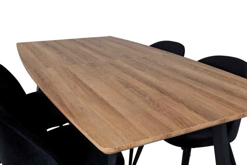 Spisegruppe Venture Home Inca spisegruppe 160 cm rektangulær med 4 Velvet-stole Sort/Natur - Møbler - Borde - Spisebordssæt