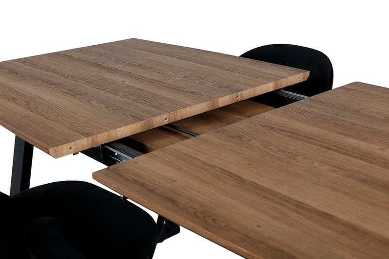 Spisegruppe Venture Home Inca spisegruppe 160 cm rektangulær med 4 Velvet-stole Sort/Natur - Møbler - Borde - Spisebordssæt