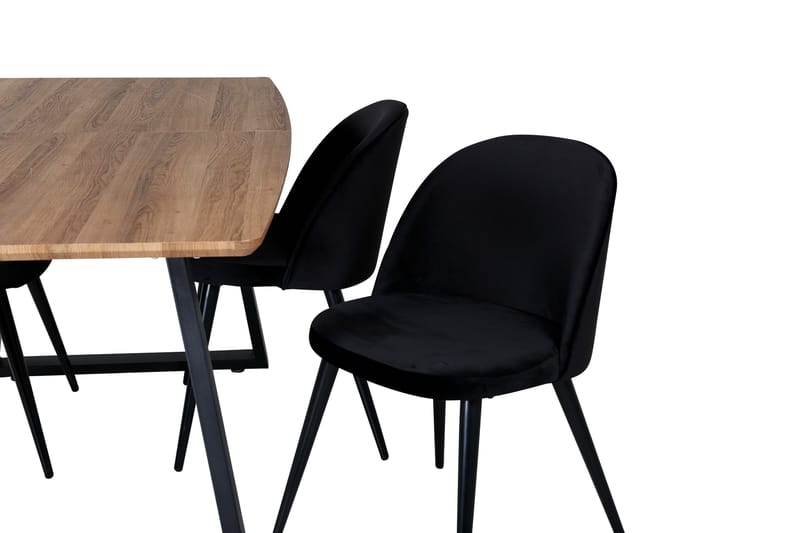 Spisegruppe Venture Home Inca spisegruppe 160 cm rektangulær med 4 Velvet-stole Sort/Natur - Møbler - Borde - Spisebordssæt