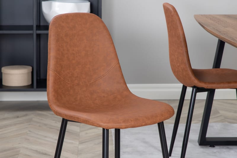 Spisegruppe Venture Home Inca spisegruppe 160 cm rektangulær med 4 Polar-stole Sort/brun/natur - Møbler - Borde - Spisebordssæt