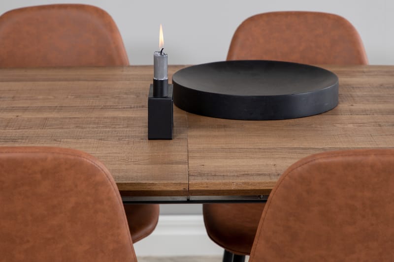 Spisegruppe Venture Home Inca spisegruppe 160 cm rektangulær med 4 Polar-stole Sort/brun/natur - Møbler - Borde - Spisebordssæt