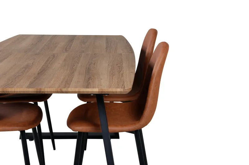 Spisegruppe Venture Home Inca spisegruppe 160 cm rektangulær med 4 Polar-stole Sort/brun/natur - Møbler - Borde - Spisebordssæt