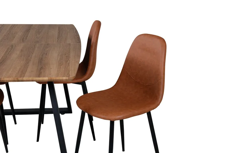 Spisegruppe Venture Home Inca spisegruppe 160 cm rektangulær med 4 Polar-stole Sort/brun/natur - Møbler - Borde - Spisebordssæt