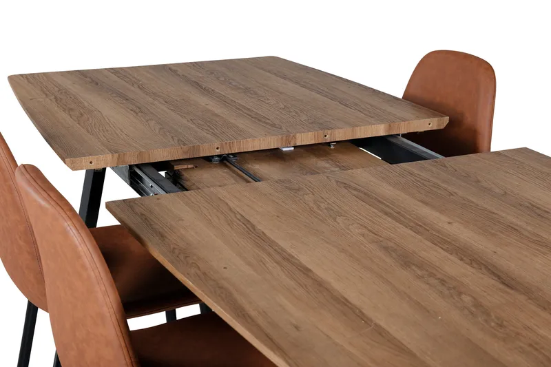Spisegruppe Venture Home Inca spisegruppe 160 cm rektangulær med 4 Polar-stole Sort/brun/natur - Møbler - Borde - Spisebordssæt