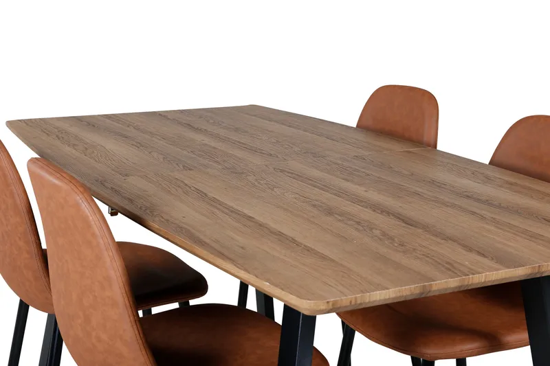 Spisegruppe Venture Home Inca spisegruppe 160 cm rektangulær med 4 Polar-stole Sort/brun/natur - Møbler - Borde - Spisebordssæt