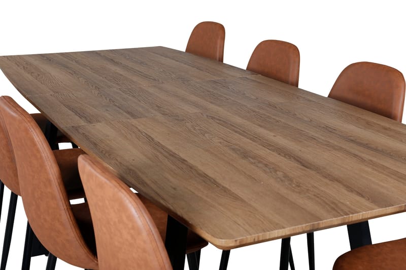 Spisegruppe Venture Home Inca spisegruppe 160 cm rektangulær med 8 Polar-stole Sort/brun/natur - Møbler - Borde - Spisebordssæt