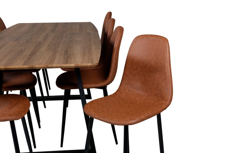Spisegruppe Venture Home Inca spisegruppe 160 cm rektangulær med 8 Polar-stole Sort/brun/natur - Møbler - Borde - Spisebordssæt