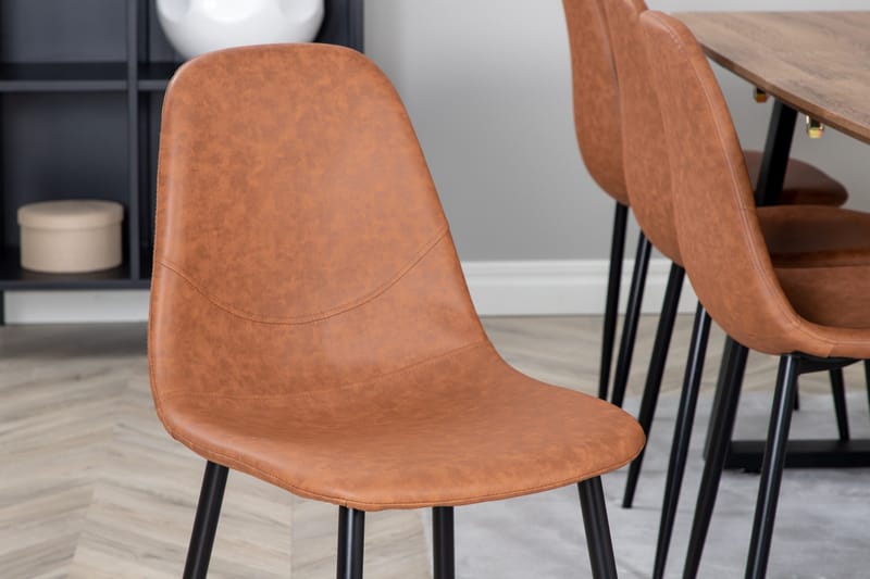 Spisegruppe Venture Home Inca spisegruppe 160 cm rektangulær med 8 Polar-stole Sort/brun/natur - Møbler - Borde - Spisebordssæt