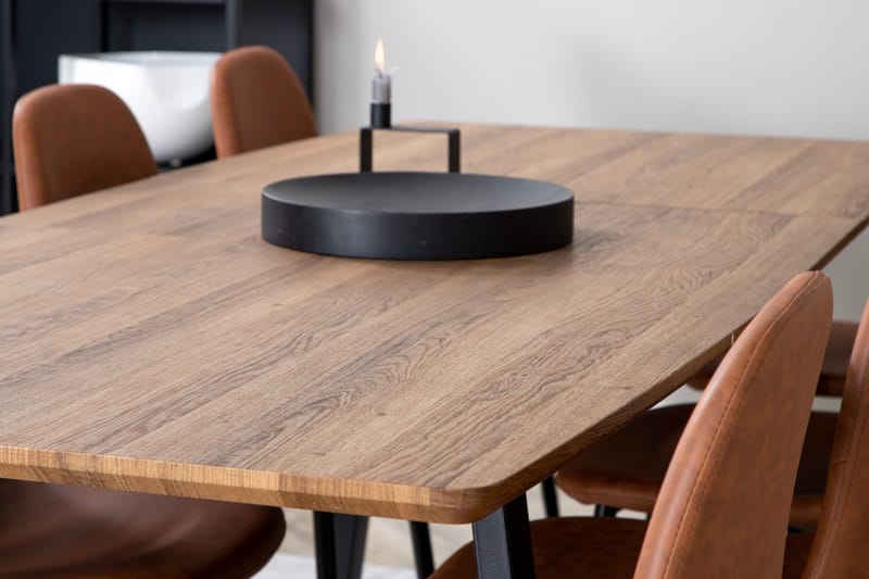 Spisegruppe Venture Home Inca spisegruppe 160 cm rektangulær med 8 Polar-stole Sort/brun/natur - Møbler - Borde - Spisebordssæt