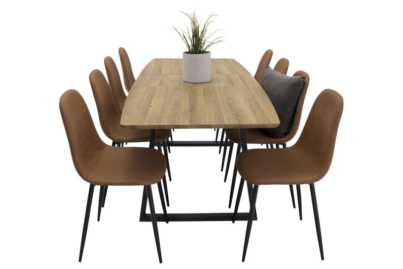 Spisegruppe Venture Home Inca spisegruppe 160 cm rektangulær med 8 Polar-stole Sort/brun/natur - Møbler - Borde - Spisebordssæt