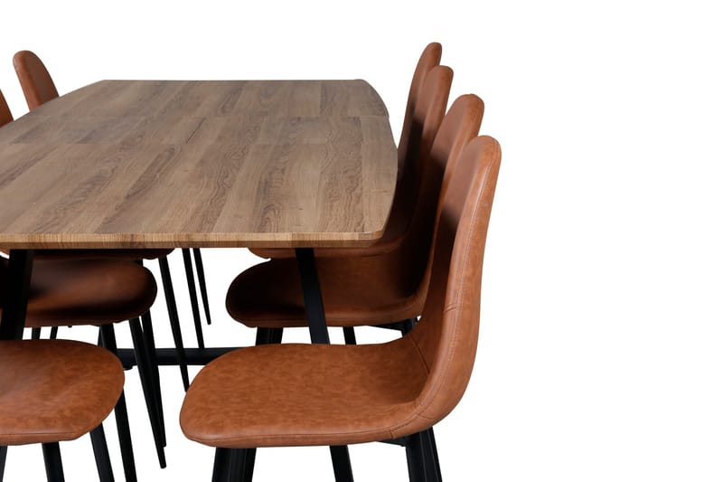 Spisegruppe Venture Home Inca spisegruppe 160 cm rektangulær med 8 Polar-stole Sort/brun/natur - Møbler - Borde - Spisebordssæt