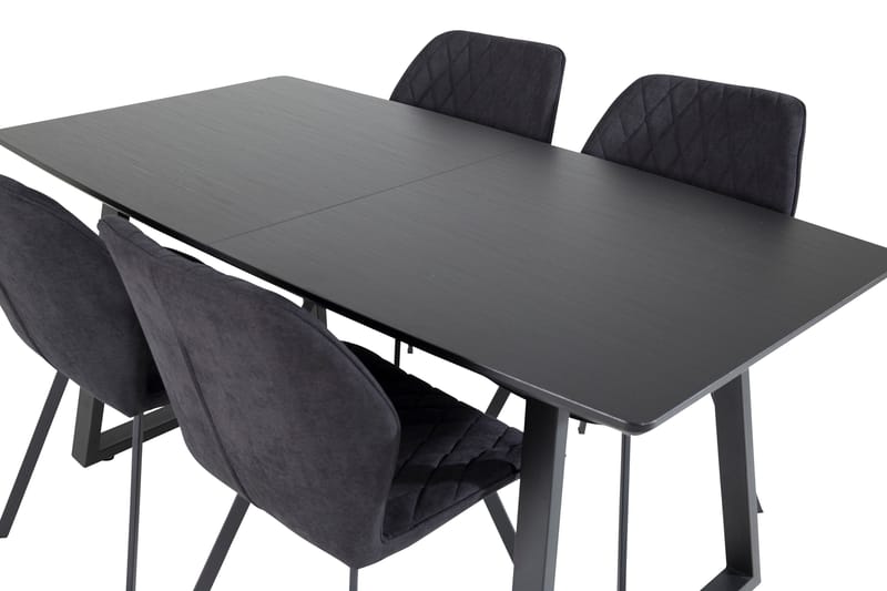 Spisegruppe Venture Home Inca spisegruppe udtrækbar 160 cm rektangulær med 4 Gemma-stole Sort - Møbler - Borde - Spisebordssæt