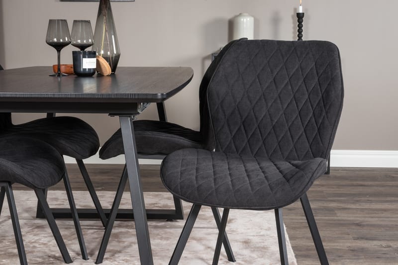 Spisegruppe Venture Home Inca spisegruppe udtrækbar 160 cm rektangulær med 4 Gemma-stole Sort - Møbler - Borde - Spisebordssæt