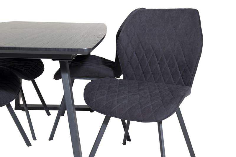 Spisegruppe Venture Home Inca spisegruppe udtrækbar 160 cm rektangulær med 4 Gemma-stole Sort - Møbler - Borde - Spisebordssæt