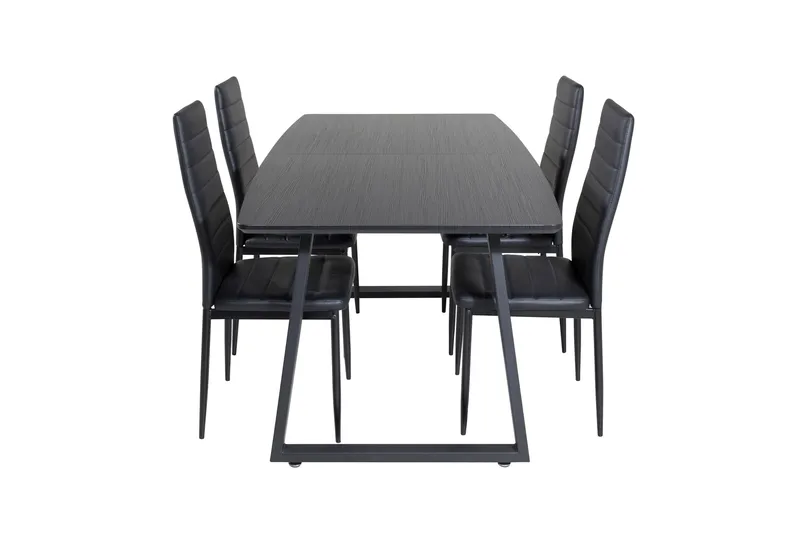 Spisegruppe Venture Home Inca spisegruppe udtrækkelig 160 cm rektangulær med 4 Slim-stole Sort, undefined