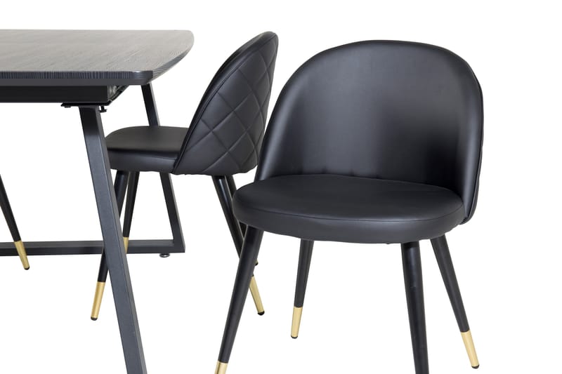 Spisegruppe Venture Home Inca spisegruppe udtrækkelig 160 cm rektangulær med 4 Velvet-stole Sort - Møbler - Borde - Spisebordssæt